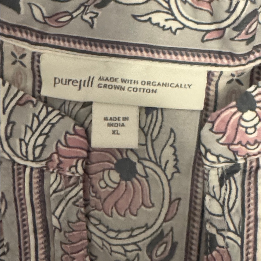Pure Jill Floral Print Organic Cotton Blouse Size XL - Picture 2 of 4